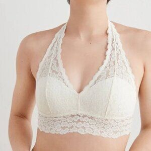 NWT! Aerie Ivory Lace Halter Bralette w/ hook & eye closure. Extra Large XL